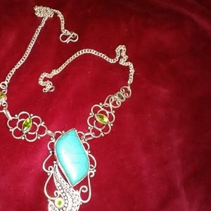 Turquoise and perodot n.925 marked necklace